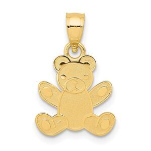 14k Yellow Gold Polished Teddy Bear Pendant, 11mm (7/16 inch)